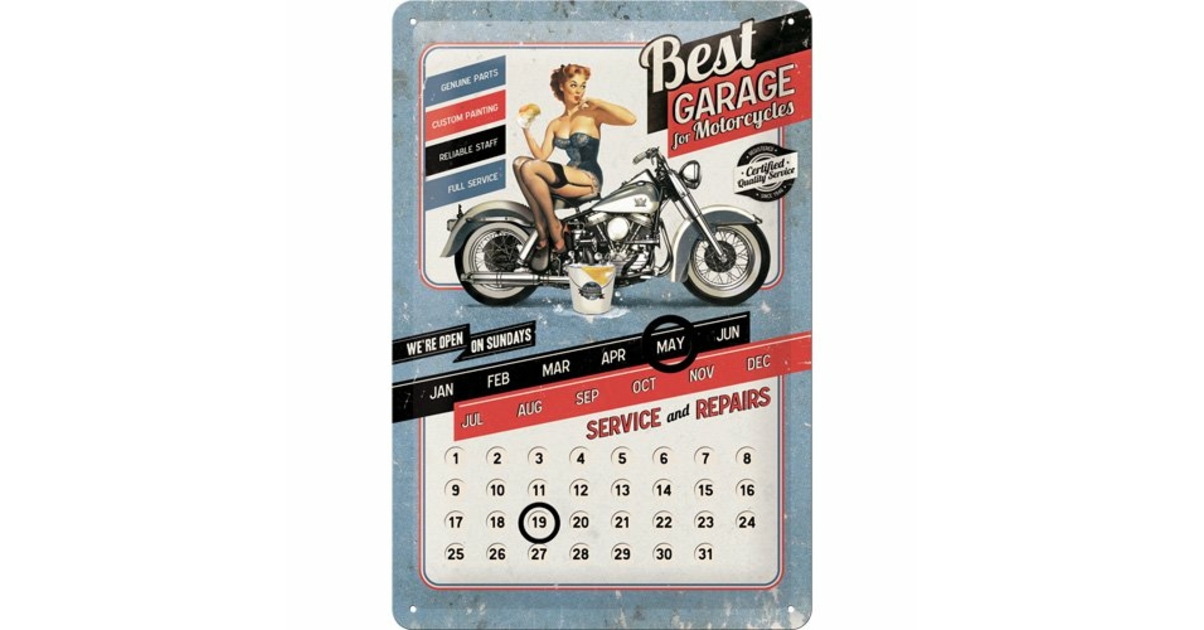 Calendrier perpétuel Best garage Plaques/Pinup / Rte 66 Donut and